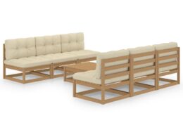 vidaXL 7 Piece Patio Lounge Set with Cushions Solid Pinewood