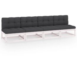 vidaXL 4-Seater Patio Sofa with Cushions Solid Wood Pine