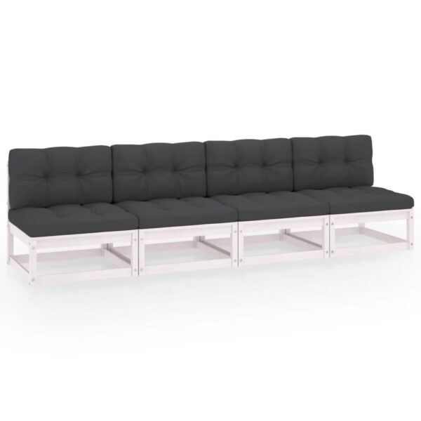 vidaXL 4-Seater Patio Sofa with Cushions Solid Wood Pine