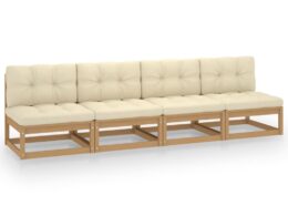 vidaXL 4-Seater Patio Sofa with Cushions Solid Pinewood