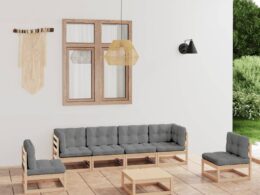 vidaXL 7 Piece Patio Lounge Set with Cushions Solid Pinewood