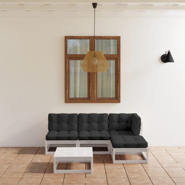 vidaXL 5 Piece Patio Lounge Set with Cushions Solid Pinewood
