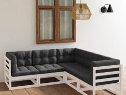 vidaXL 5 Piece Patio Lounge Set with Cushions Solid Pinewood