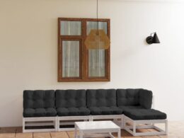 vidaXL 6 Piece Patio Lounge Set with Cushions Solid Pinewood