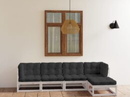 vidaXL 5 Piece Patio Lounge Set with Cushions Solid Pinewood