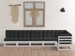 vidaXL 6 Piece Patio Lounge Set with Cushions Solid Pinewood