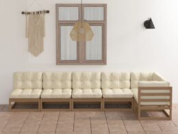 vidaXL 6 Piece Patio Lounge Set with Cushions Solid Pinewood