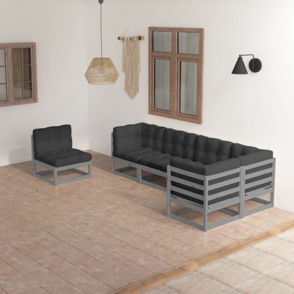 vidaXL 6 Piece Patio Lounge Set with Cushions Solid Pinewood