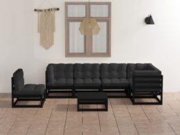 vidaXL 7 Piece Patio Lounge Set with Cushions Solid Pinewood