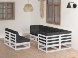vidaXL 7 Piece Patio Lounge Set with Cushions Solid Pinewood