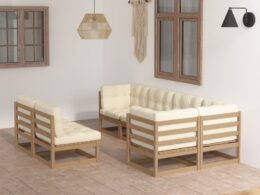 vidaXL 7 Piece Patio Lounge Set with Cushions Solid Pinewood