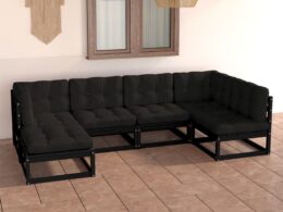 vidaXL 6 Piece Patio Lounge Set with Cushions Solid Pinewood