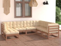 vidaXL 7 Piece Patio Lounge Set with Cushions Solid Pinewood