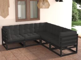 vidaXL 5 Piece Patio Lounge Set with Cushions Solid Pinewood