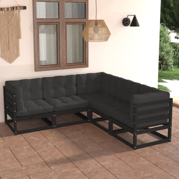 vidaXL 5 Piece Patio Lounge Set with Cushions Solid Pinewood
