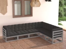 vidaXL 6 Piece Patio Lounge Set with Cushions Solid Pinewood