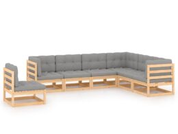 vidaXL 7 Piece Patio Lounge Set with Cushions Solid Wood Pine