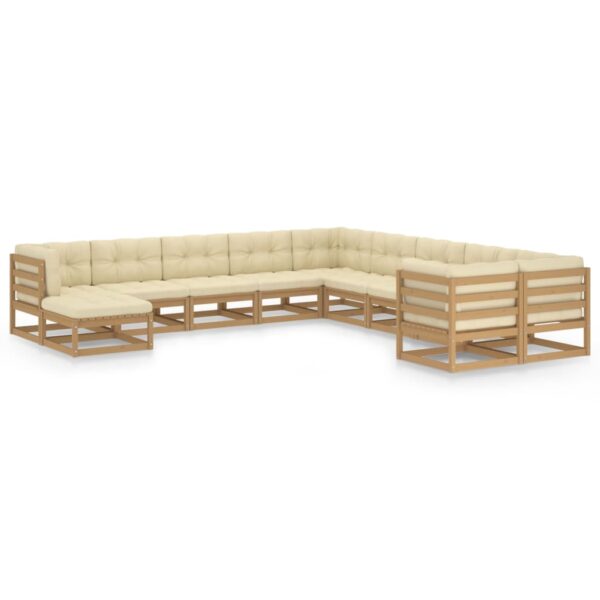 vidaXL 11 Piece Patio Lounge Set&Cushions Honey Brown Solid Pinewood