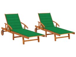 vidaXL Sun Loungers 2 pcs with Cushions Solid Acacia Wood