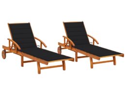 vidaXL Sun Loungers 2 pcs with Cushions Solid Acacia Wood