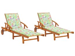 vidaXL Sun Loungers 2 pcs with Cushions Solid Acacia Wood