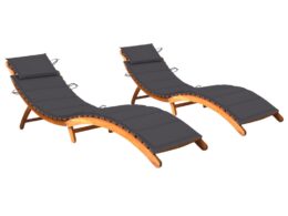 vidaXL Sun Loungers 2 pcs with Cushions Solid Acacia Wood