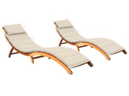 vidaXL Sun Loungers 2 pcs with Cushions Solid Acacia Wood