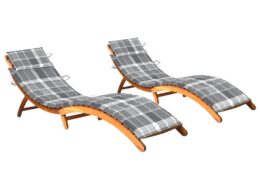 vidaXL Sun Loungers 2 pcs with Cushions Solid Acacia Wood