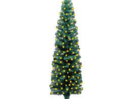 vidaXL Slim Artificial Pre-lit Christmas Tree with Stand Green 47.2" PVC