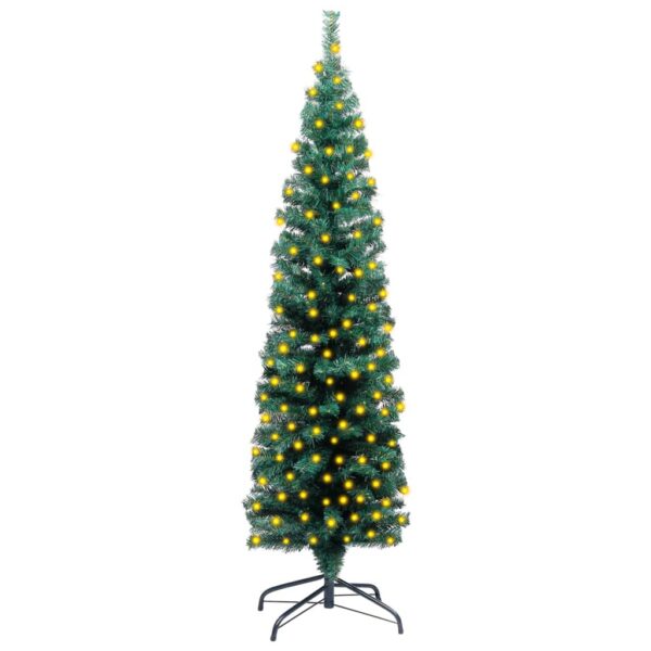 vidaXL Slim Artificial Pre-lit Christmas Tree with Stand Green 47.2" PVC