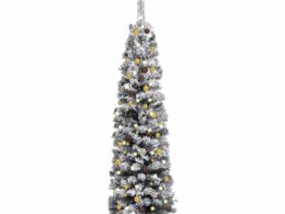 vidaXL Slim Artificial Pre-lit Christmas Tree with Ball Set Green 82.7"