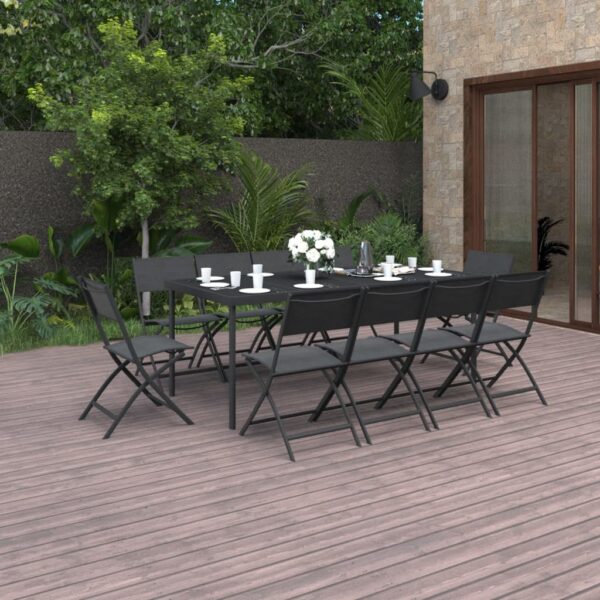 vidaXL 11 Piece Patio Dining Set Steel