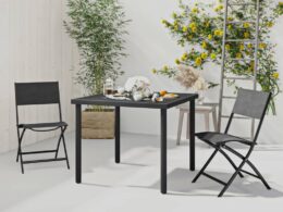 vidaXL 3 Piece Patio Dining Set Steel