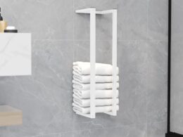 vidaXL Towel Rack White 4.9"x4.9"x23.6" Steel
