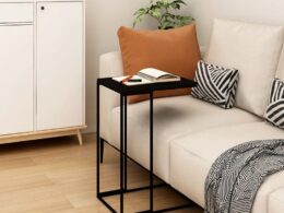 vidaXL Side Table Black 15.7"x11.8"x23.2" Engineered Wood