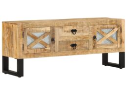 vidaXL TV Stand 43.3"x11.8"x17.7" Rough Mango Wood