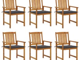 vidaXL Patio Chairs with Cushions 6 pcs Solid Acacia Wood