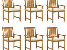 vidaXL Patio Chairs with Cushions 6 pcs Solid Acacia Wood