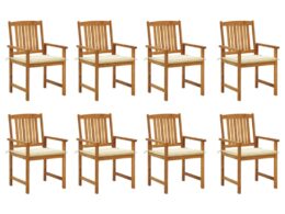 vidaXL Patio Chairs with Cushions 8 pcs Solid Acacia Wood