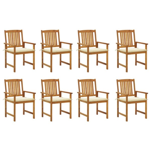 vidaXL Patio Chairs with Cushions 8 pcs Solid Acacia Wood