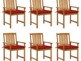 vidaXL Patio Chairs with Cushions 6 pcs Solid Acacia Wood
