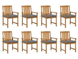 vidaXL Patio Chairs with Cushions 8 pcs Solid Acacia Wood