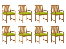 vidaXL Patio Chairs with Cushions 8 pcs Solid Acacia Wood