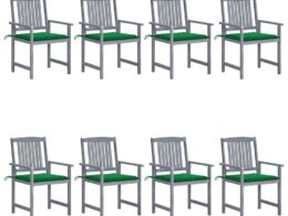 vidaXL Patio Chairs with Cushions 8 pcs Solid Acacia Wood Gray