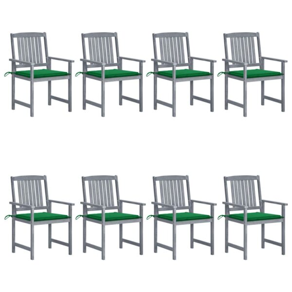 vidaXL Patio Chairs with Cushions 8 pcs Solid Acacia Wood Gray