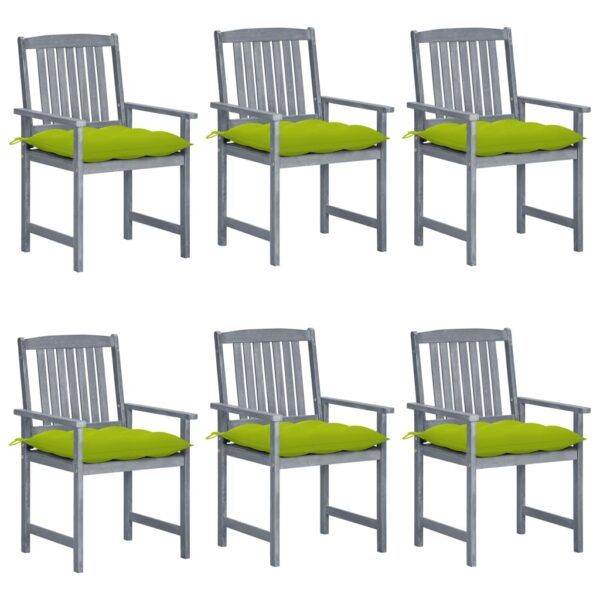 vidaXL Patio Chairs with Cushions 6 pcs Solid Acacia Wood Gray