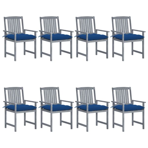 vidaXL Patio Chairs with Cushions 8 pcs Solid Acacia Wood Gray