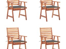 vidaXL Patio Dining Chairs 4 pcs with Cushions Solid Acacia Wood