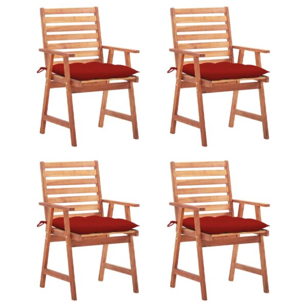 vidaXL Patio Dining Chairs 4 pcs with Cushions Solid Acacia Wood
