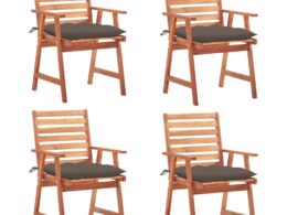 vidaXL Patio Dining Chairs 4 pcs with Cushions Solid Acacia Wood
